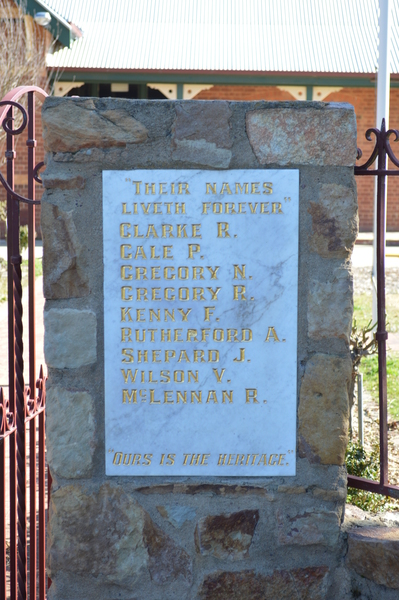 Photo of headstones/Ronald McLennan d1943 Murchison_Primary_School_War_Memorial_Gates